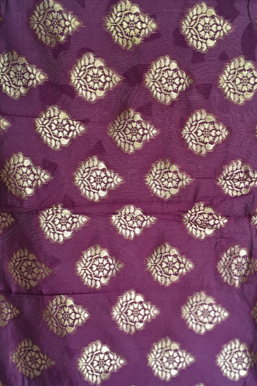 Wine Color Banarsi Silk Saree With Zari Weave