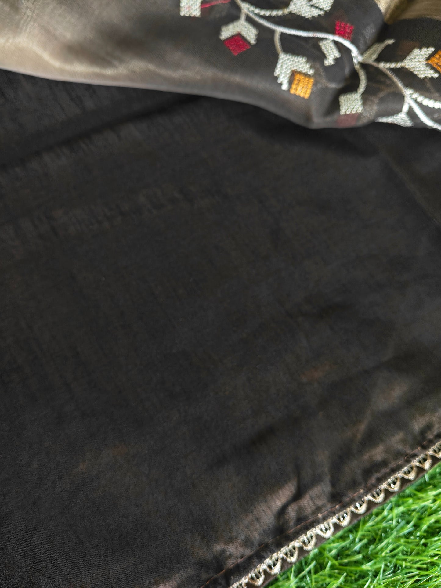 Double shaded coffee brown & ligh brown color soft net thread embroidered saree