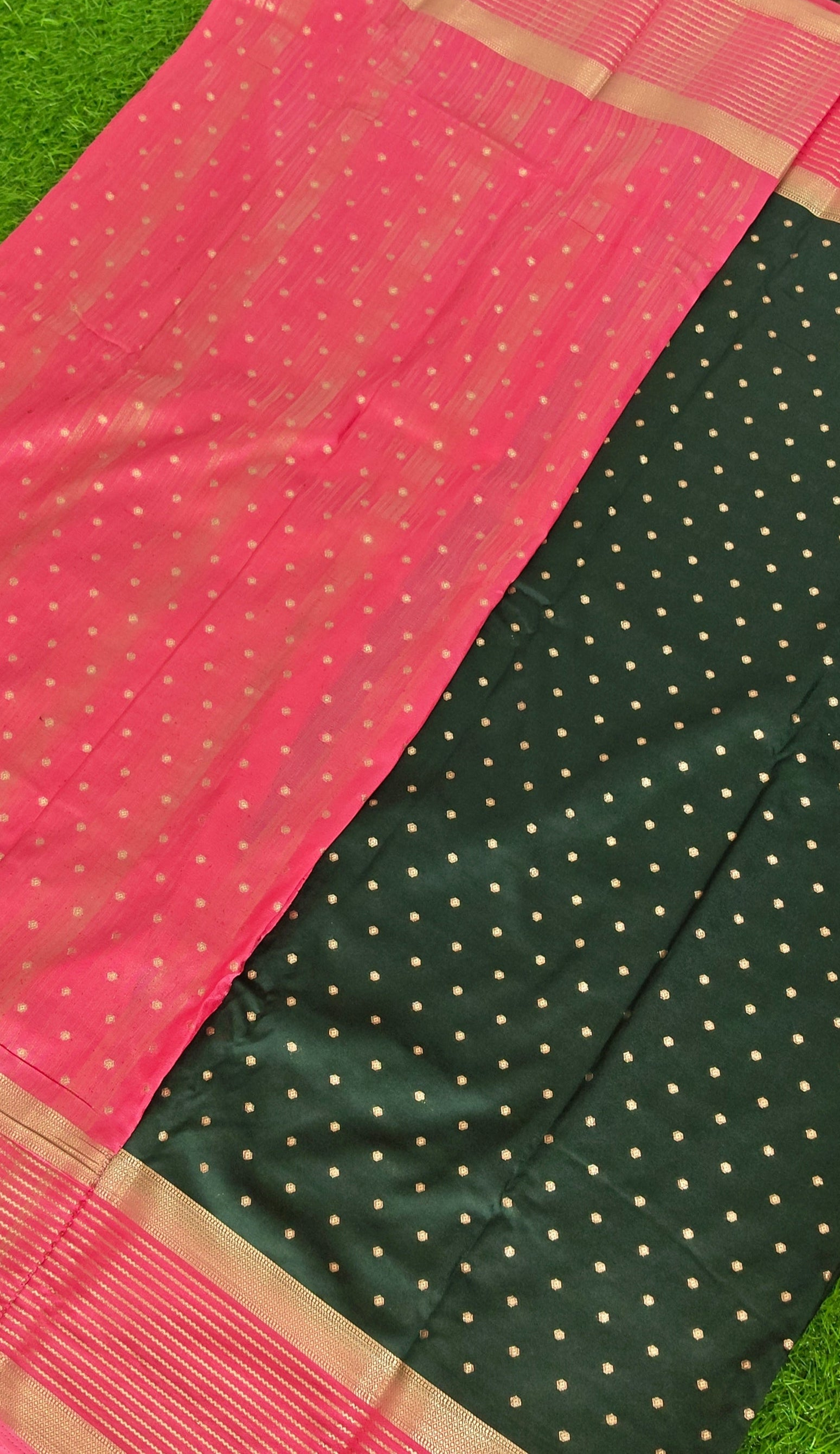 Green Semi Crepe Silk Saree with Contrast Border