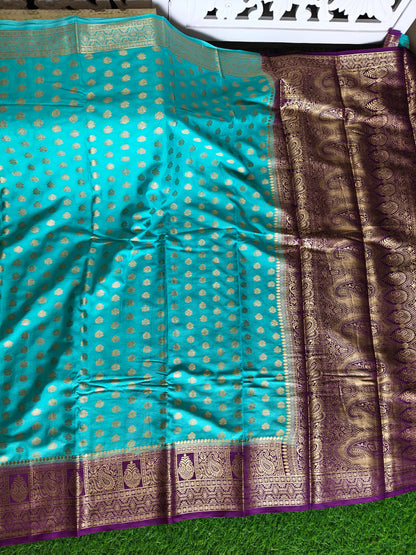 Light blue Banarsi crepe Silk Saree
