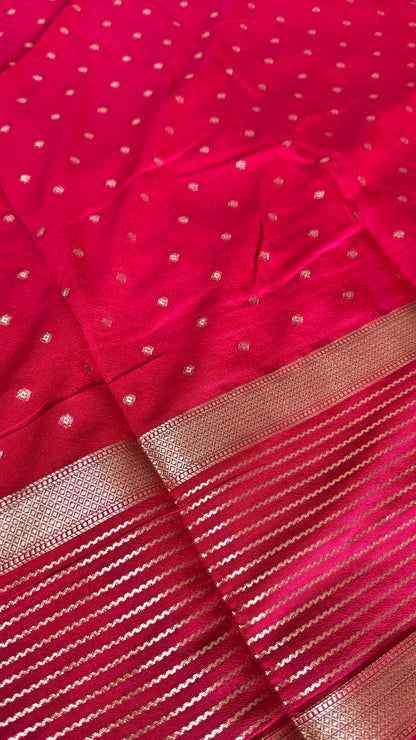Yellow Semi Crepe Silk Saree with Contrast Border