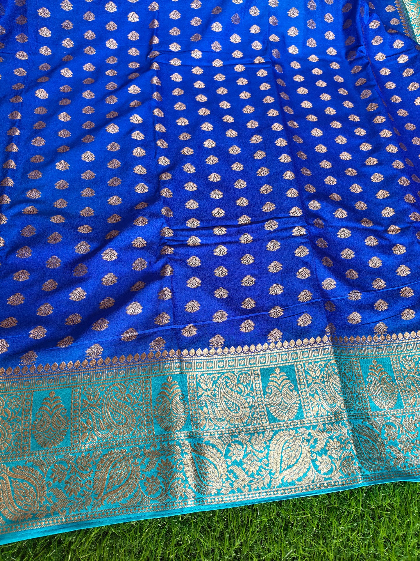 Royal blue Banarsi crepe Silk Saree
