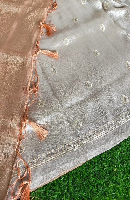 Peach green Organza Saree (Copy 2)