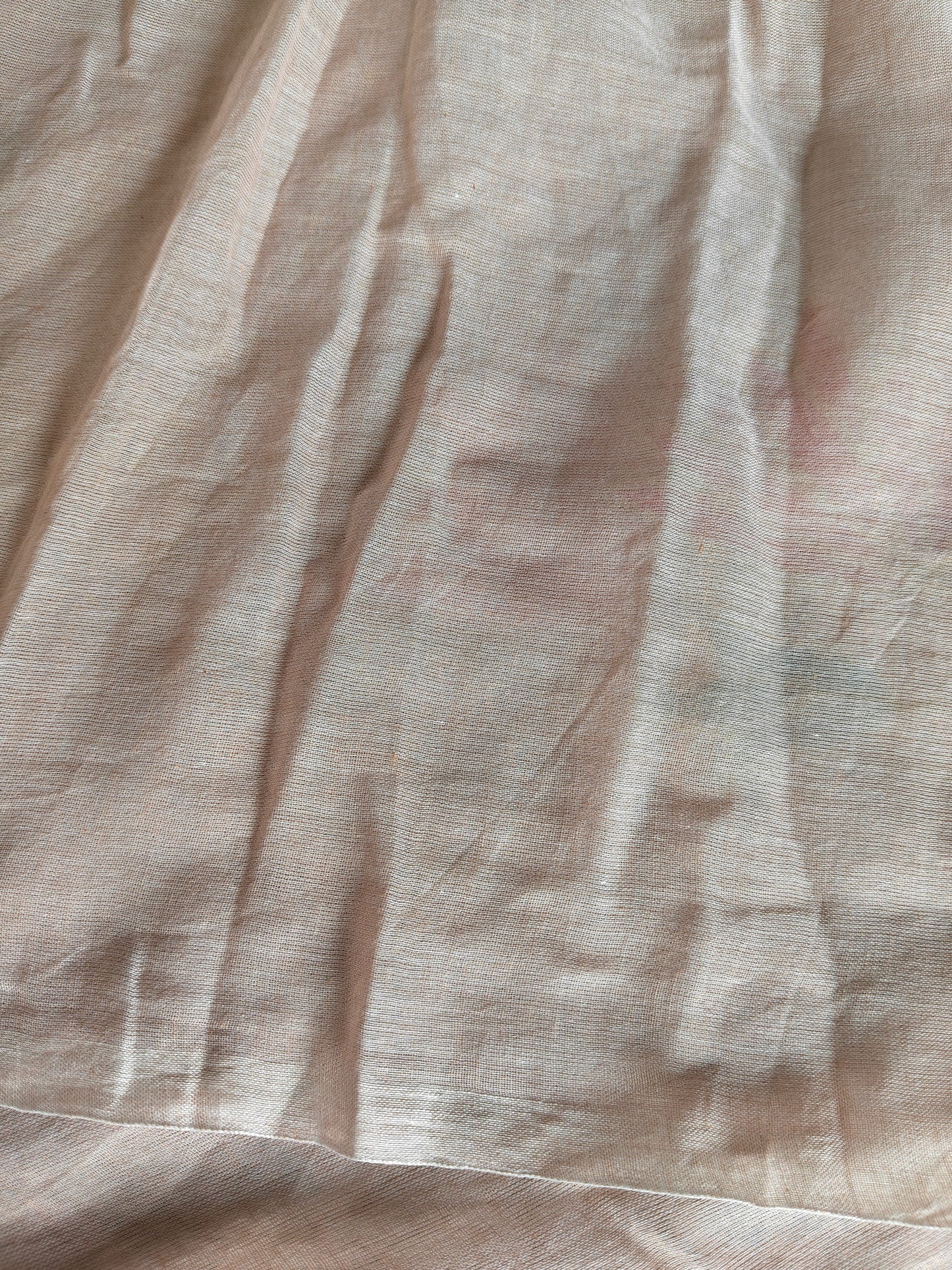 MulMul cotton light peach colour thread embroidered Saree
