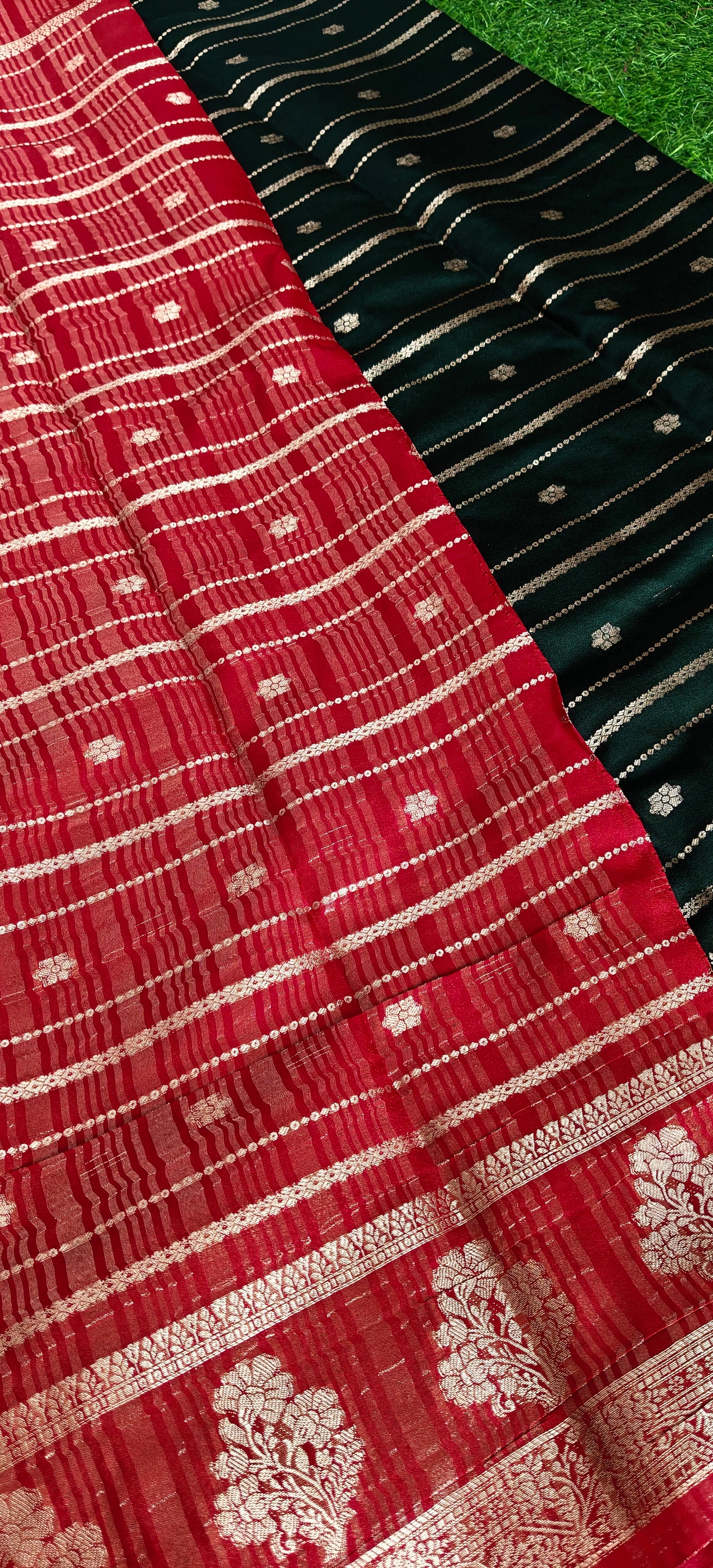 Green Semi Crepe Silk Saree with Contrast Border