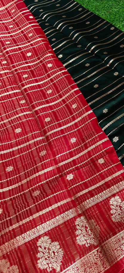 Green Semi Crepe Silk Saree with Contrast Border