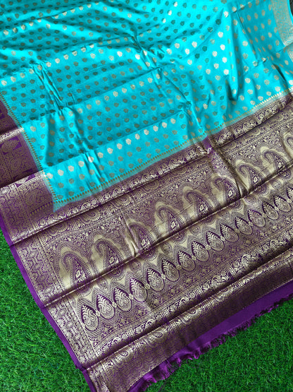Light blue Banarsi crepe Silk Saree