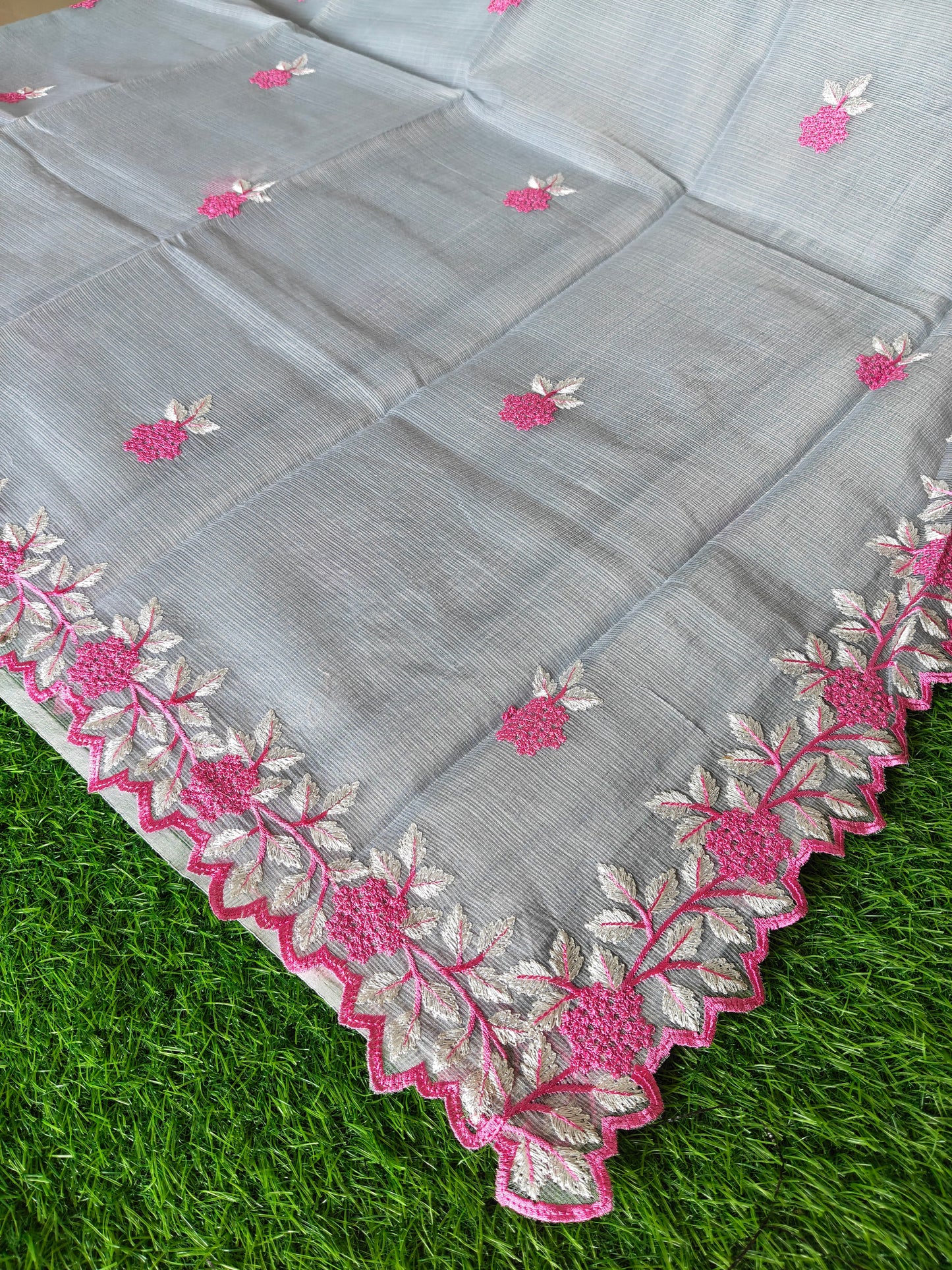 Kora cotton grey  colour thread embroidered (Copy)
