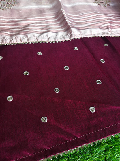 light  mauve colour tissue Silk with contrast blouse