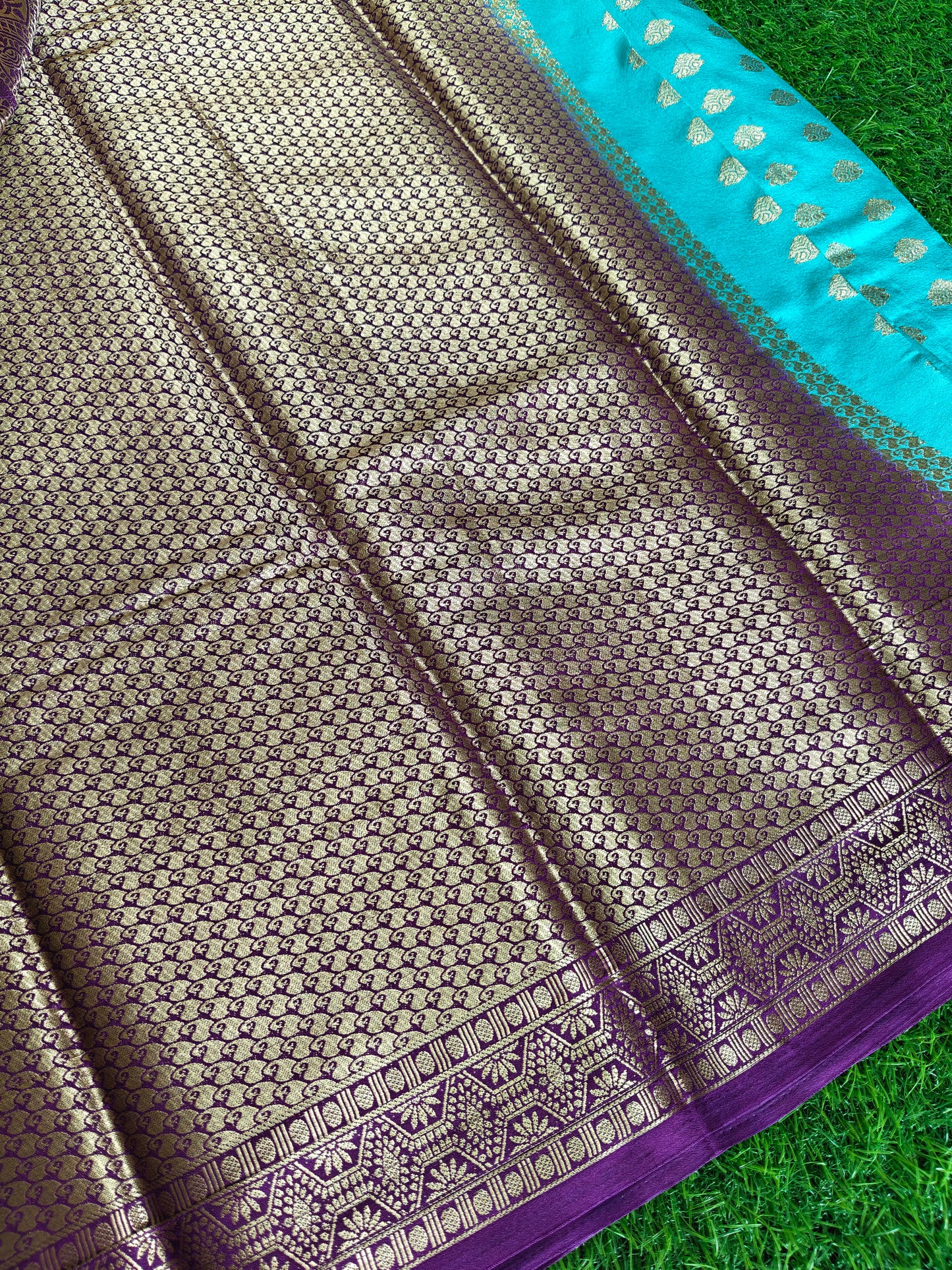 Light blue Banarsi crepe Silk Saree