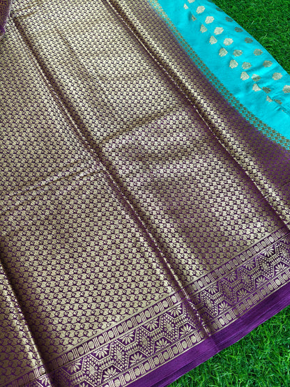 Light blue Banarsi crepe Silk Saree
