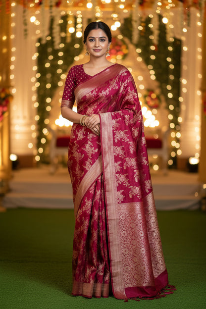 Marron Banarsi Silk Saree (Copy 2)
