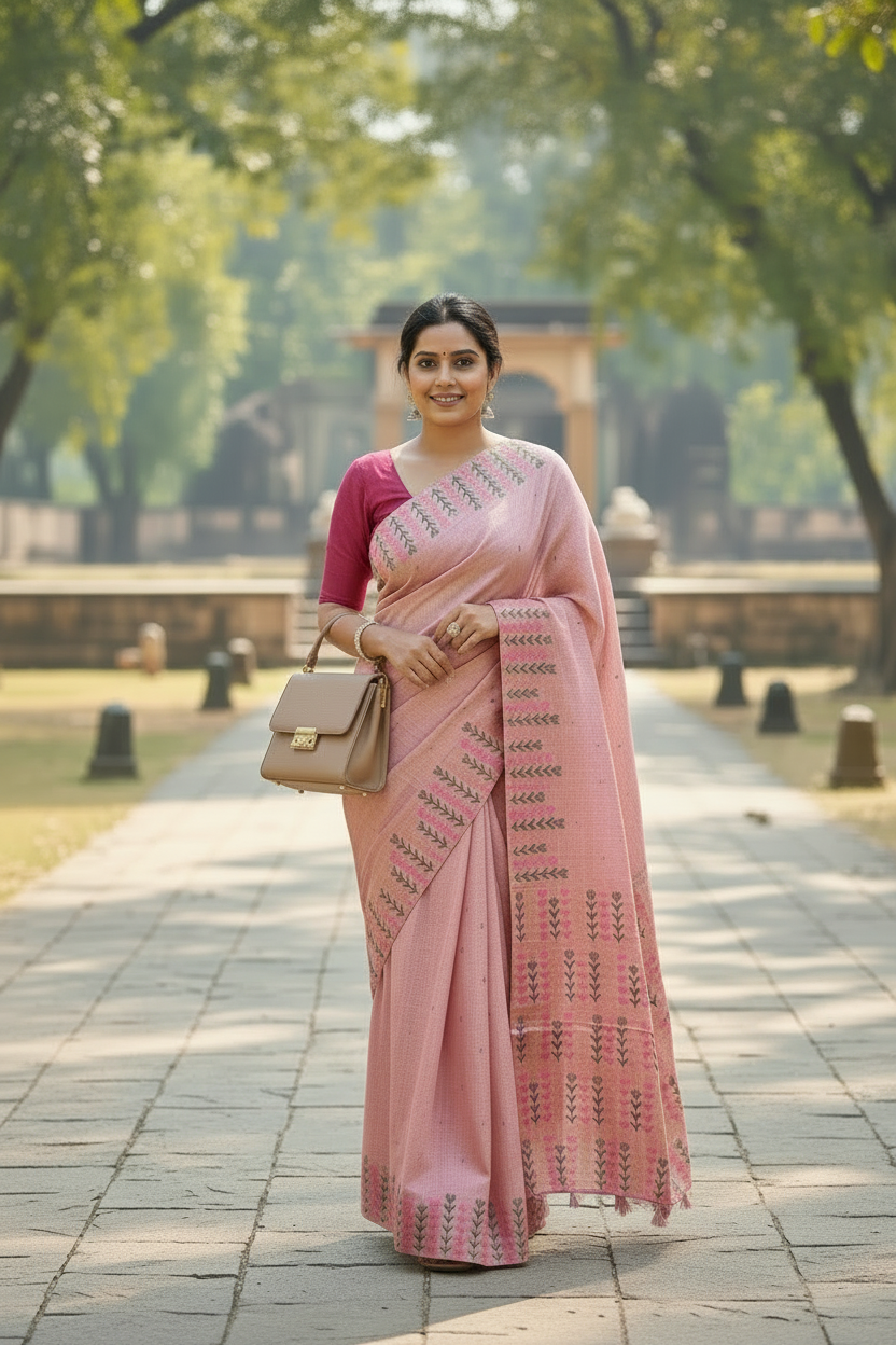 Cotton Thread Embroidered Saree