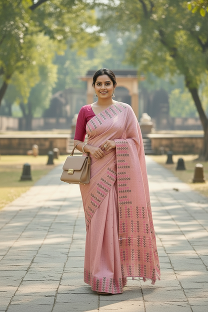Cotton Thread Embroidered Saree