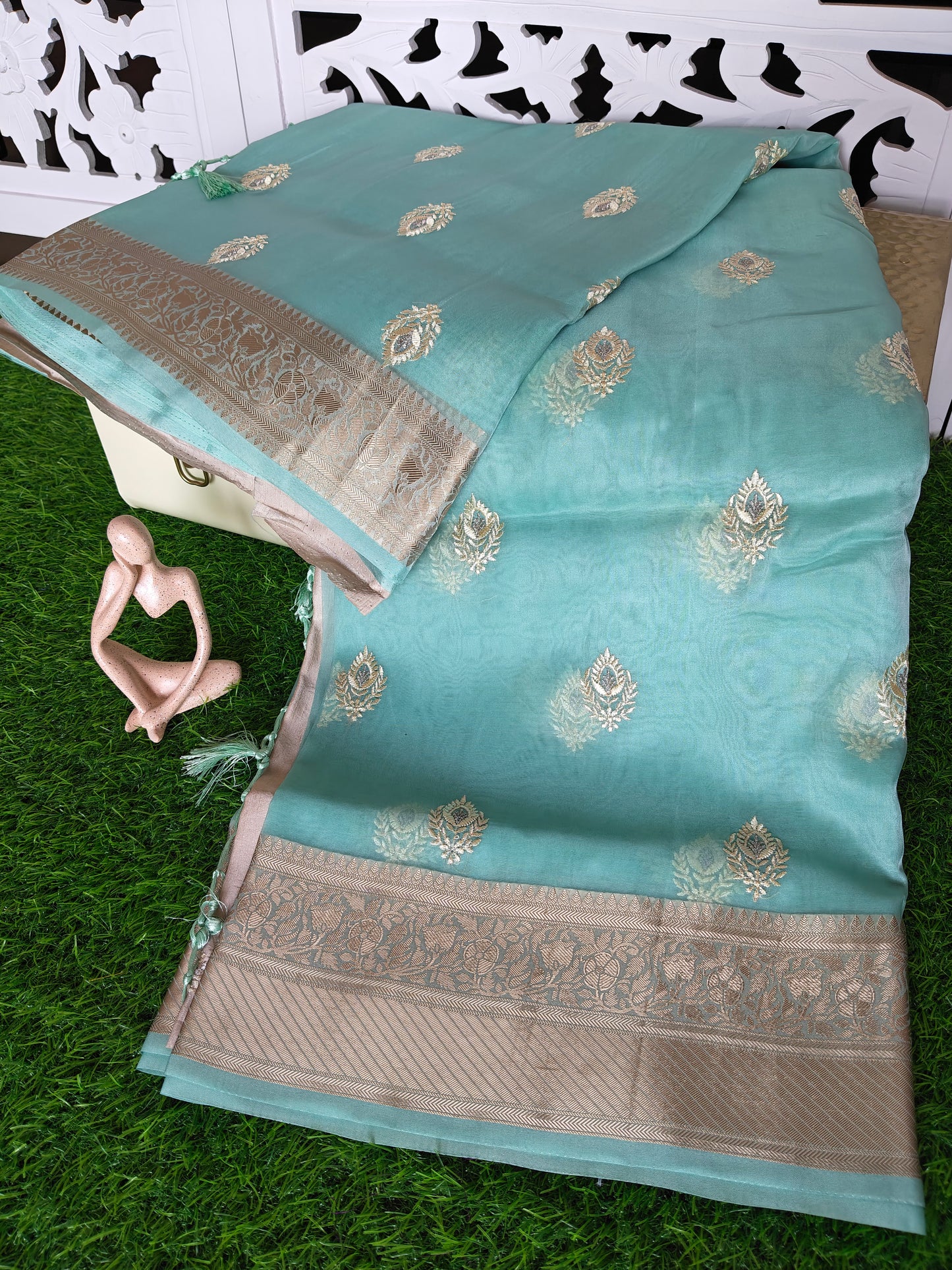 Sky BlueOrganza Saree (Copy)