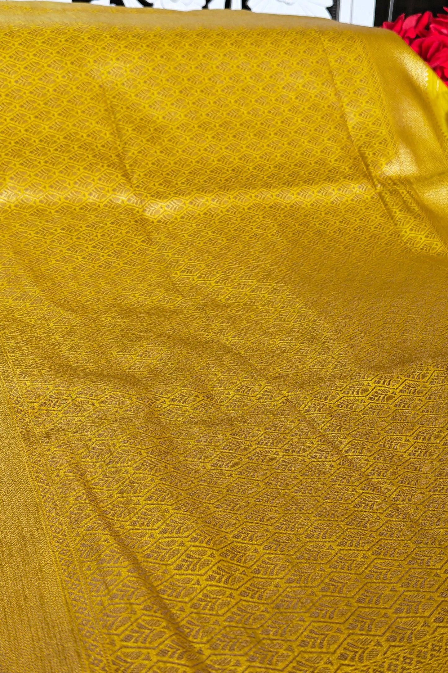 Yellow Raw Silk Saree with Small Motifs