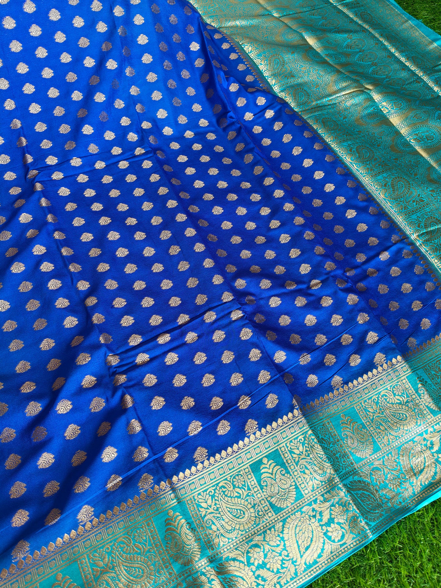Royal blue Banarsi crepe Silk Saree