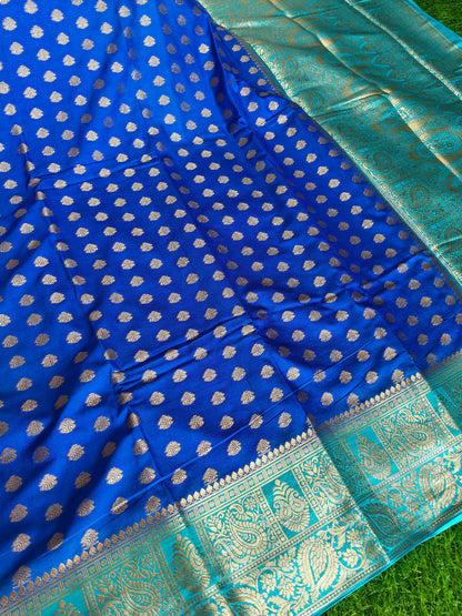 Royal blue Banarsi crepe Silk Saree