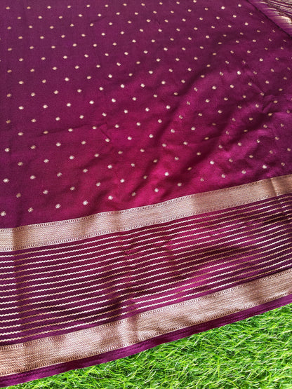 Crepe Silk Rust colour contrast border Saree