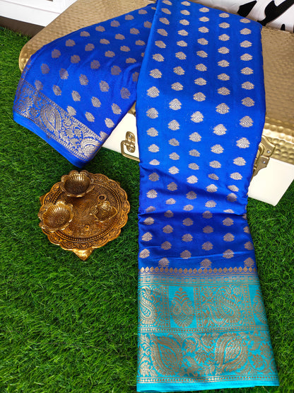 Royal blue Banarsi crepe Silk Saree