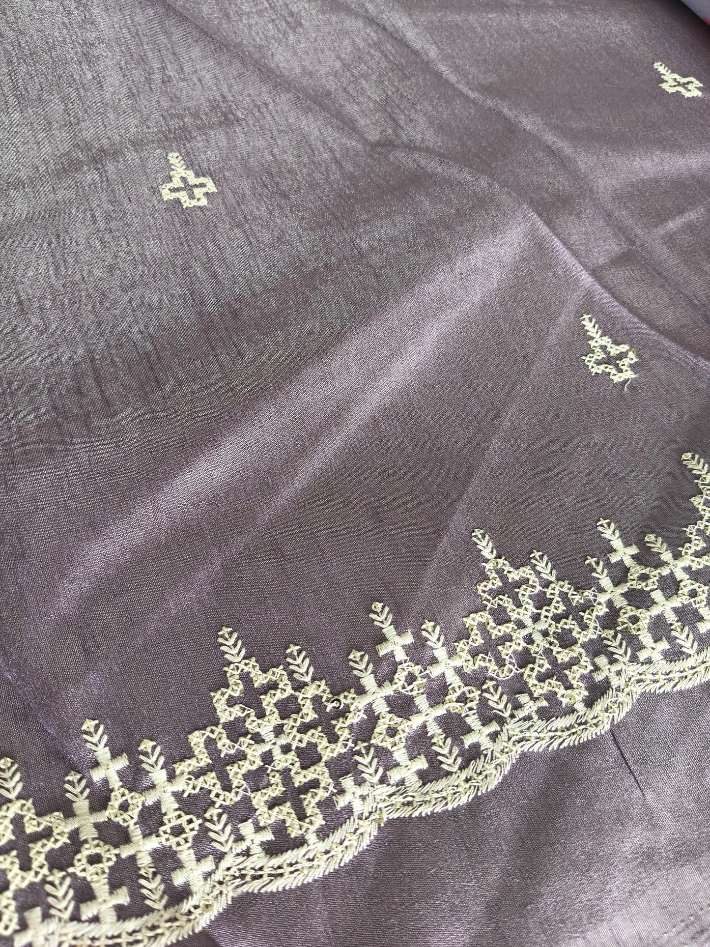 Multicolored Italian satin crepe Silk with contrast blouse Saree