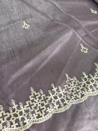 Multicolored Italian satin crepe Silk with contrast blouse Saree