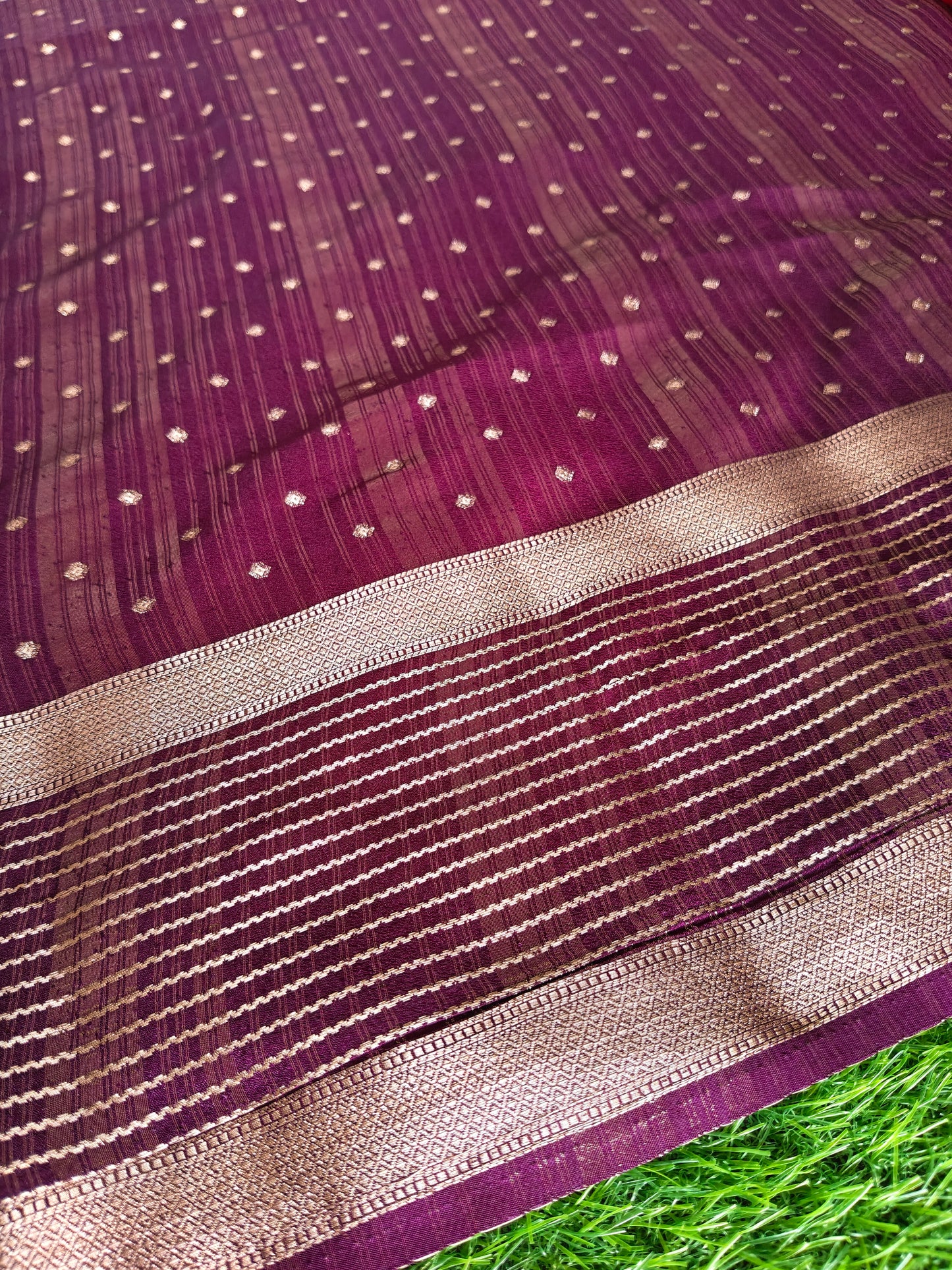 Crepe Silk Rust colour contrast border Saree