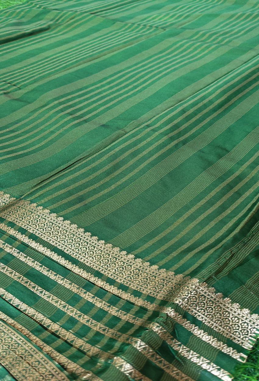 Yellow Semi Crepe Silk Saree with Contrast Border