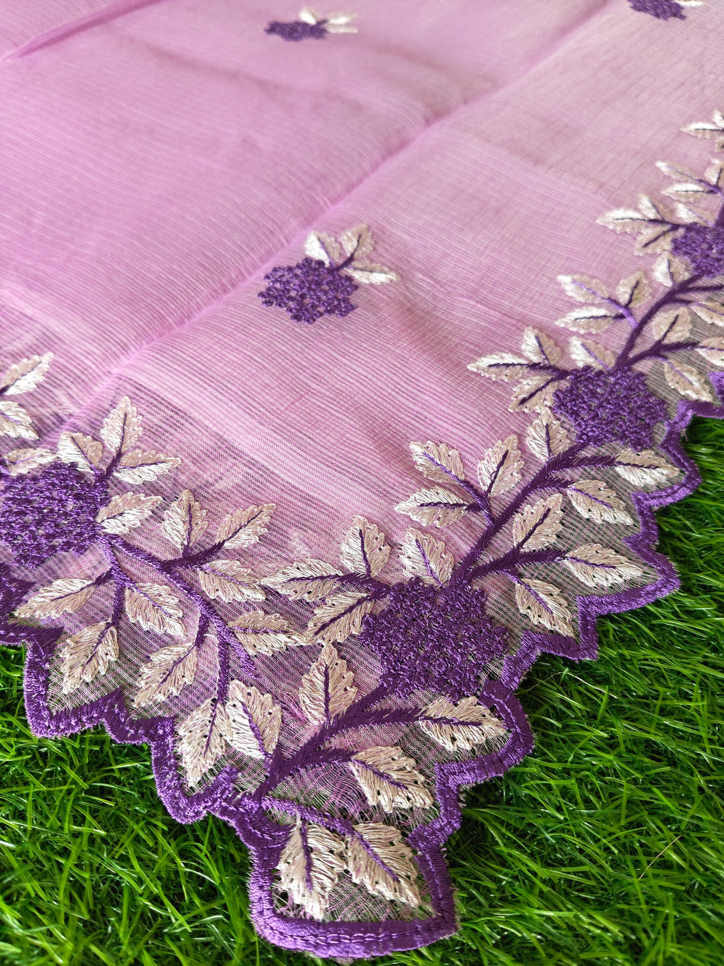 Kota Cotton light pink  Color Thread Embroidered Saree