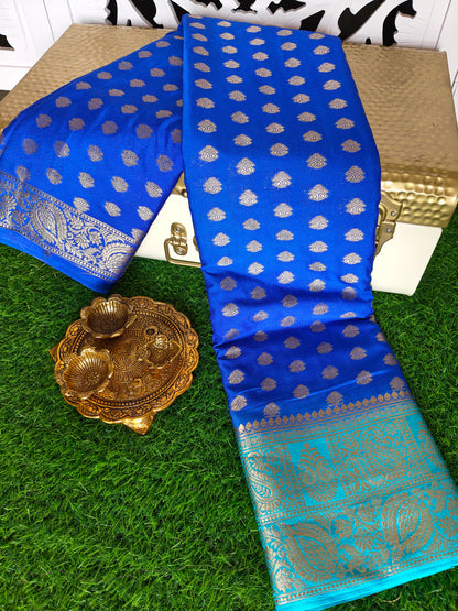 Royal blue Banarsi crepe Silk Saree