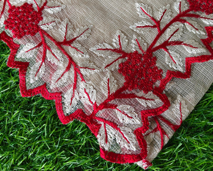 Kora cotton cream colour thread embroidered