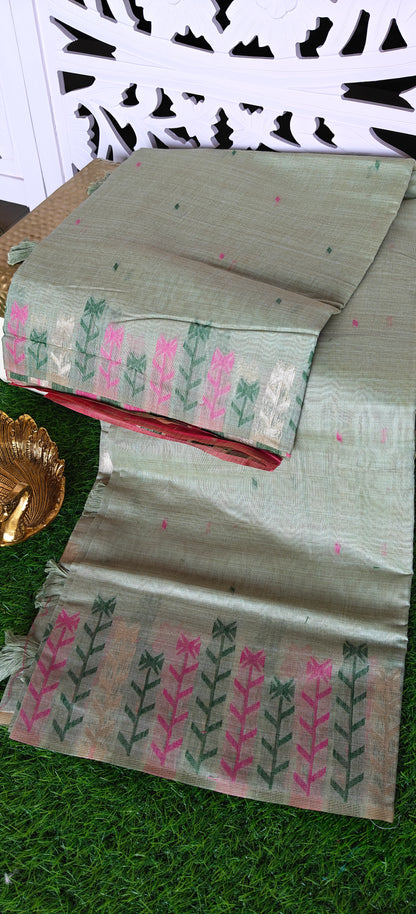 Thread Embroidered Cotton  Saree