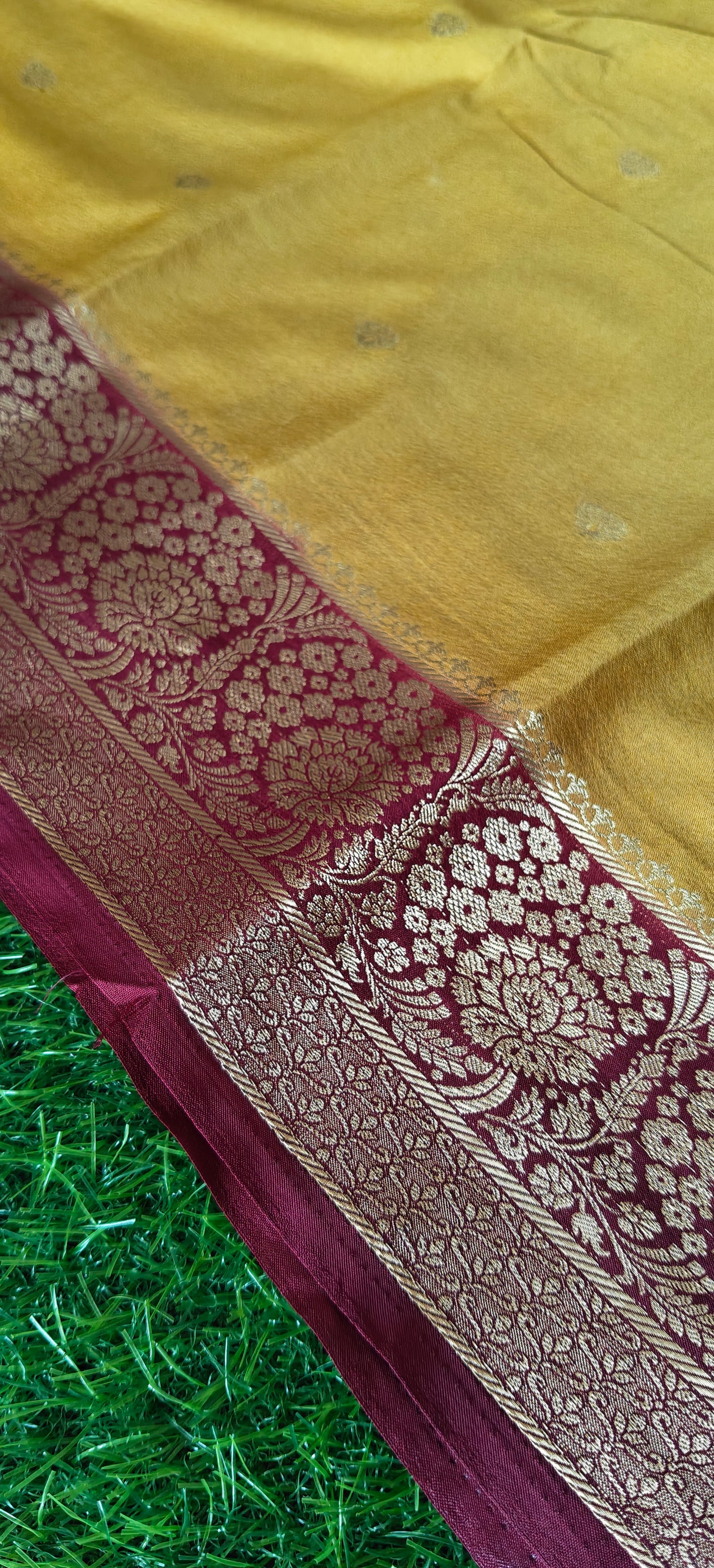 Yellow semi crepe Silk Saree (Copy)