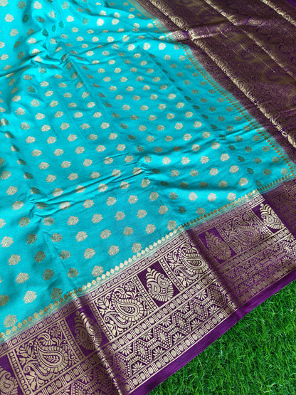 Light blue Banarsi crepe Silk Saree