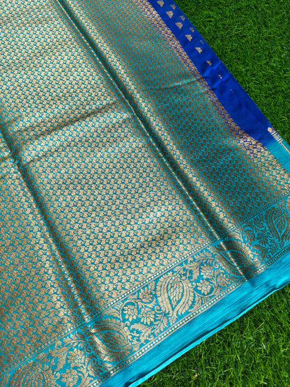 Royal blue Banarsi crepe Silk Saree