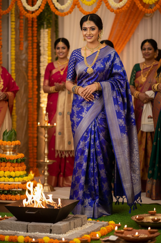 Royal blue Banarsi Silk Saree (Copy)