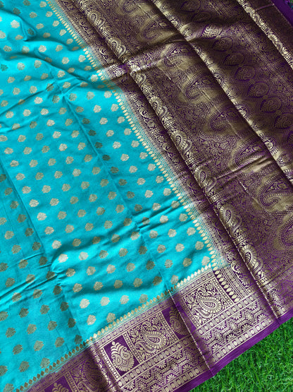 Light blue Banarsi crepe Silk Saree
