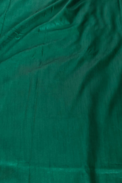 Green Raw Silk Saree with Contrast Motif Work