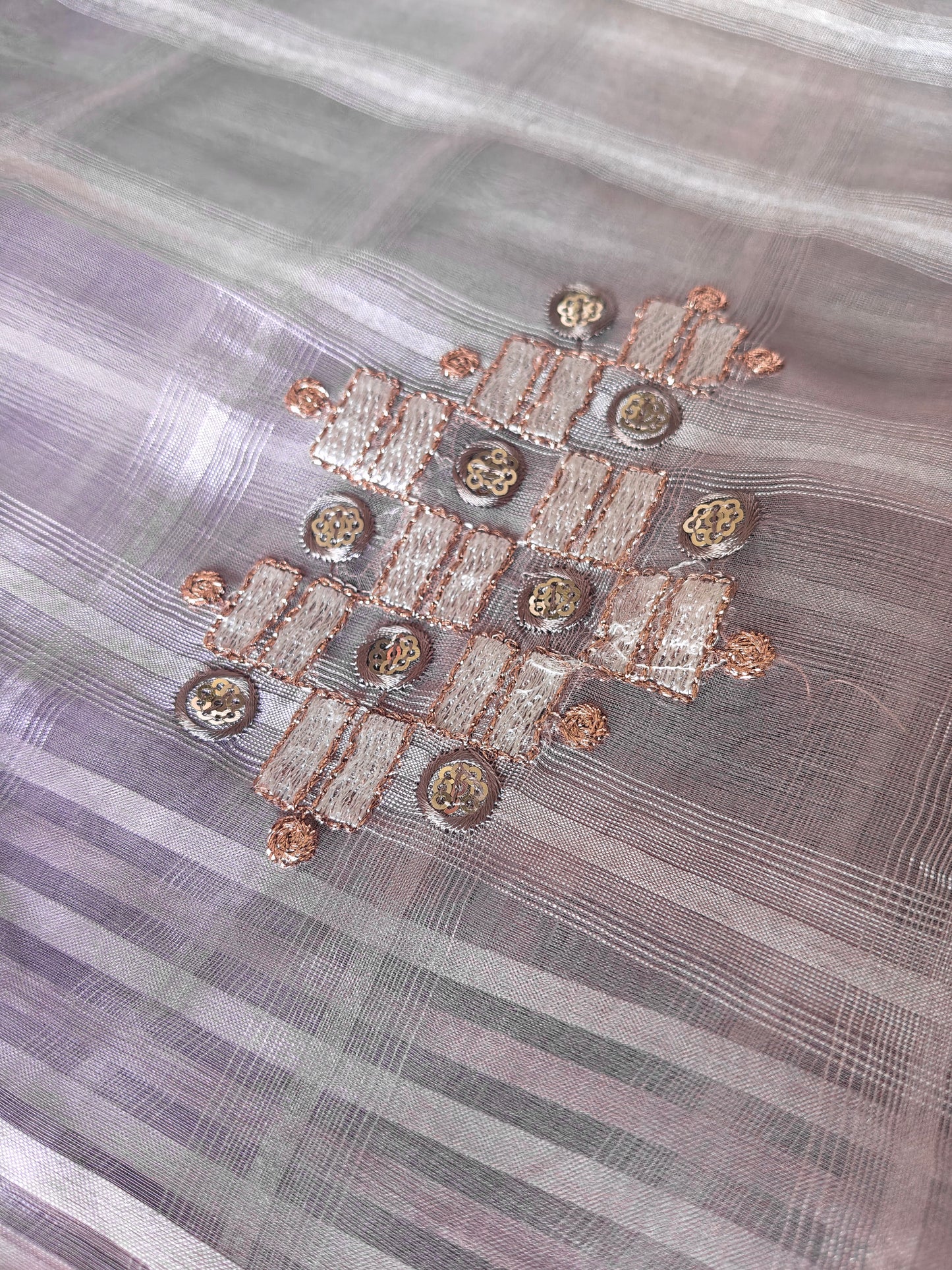 light brownish purple tissue Silk with contrast blouse