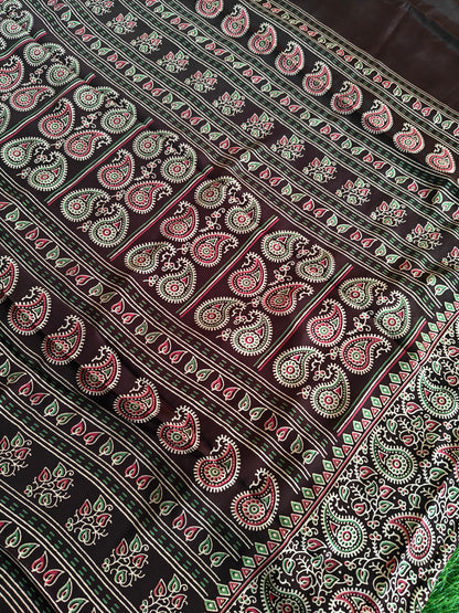 Coffee brown Italian crepe Silk Saree