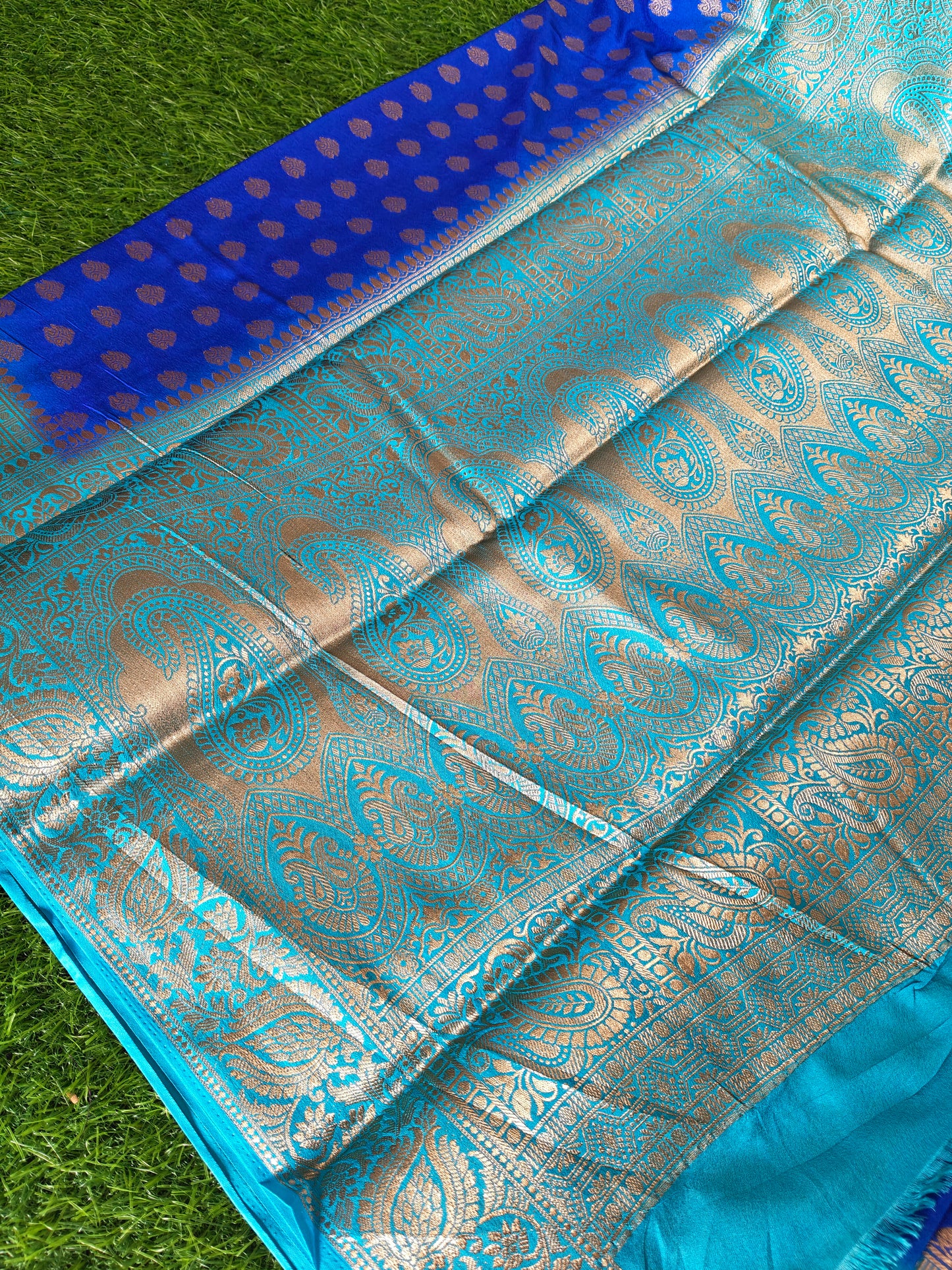 Royal blue Banarsi crepe Silk Saree