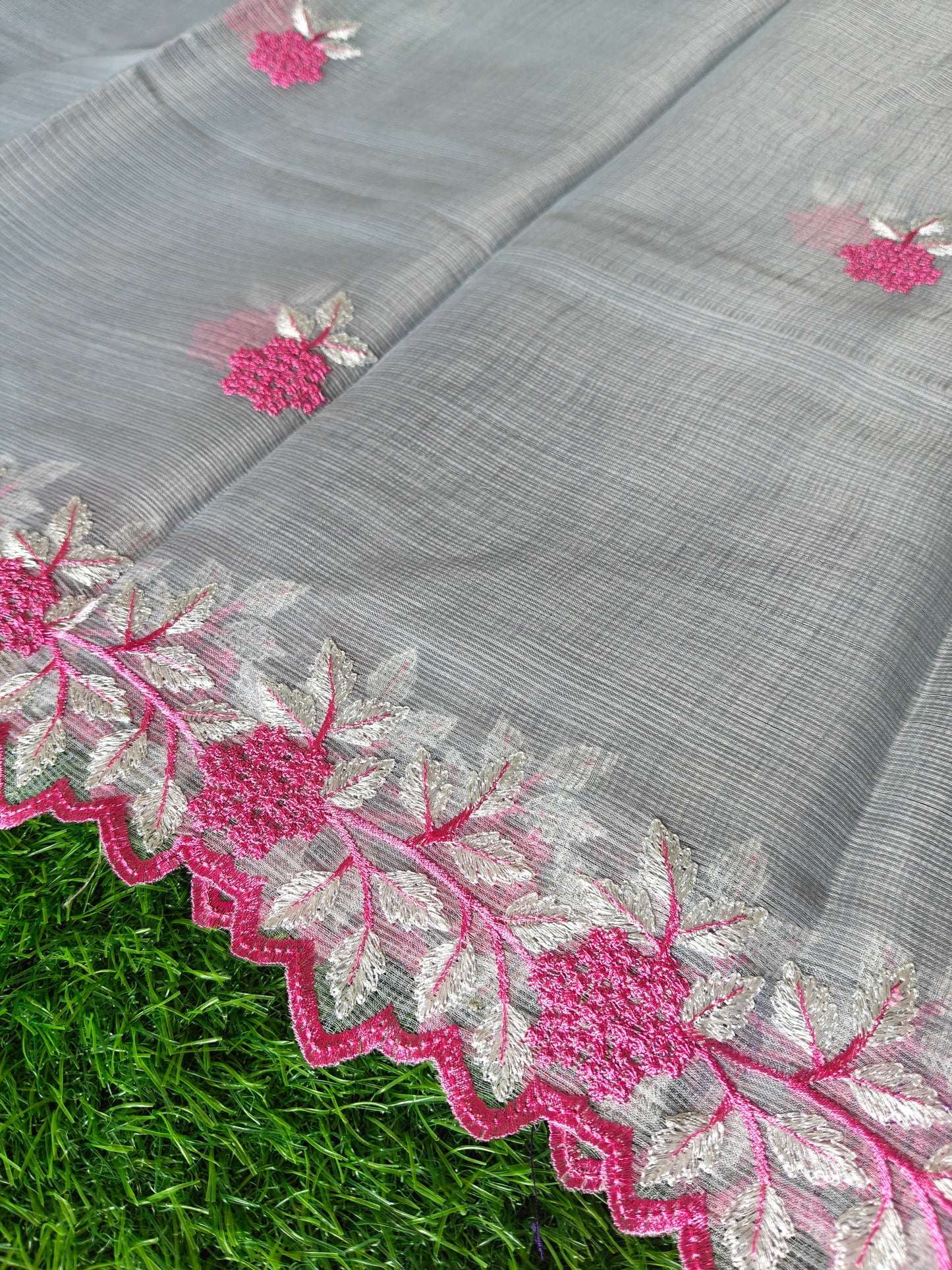 Kora cotton grey  colour thread embroidered (Copy)
