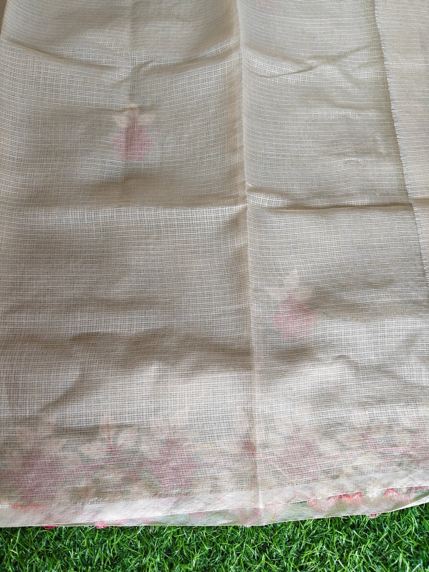 Kora cotton cream colour thread embroidered