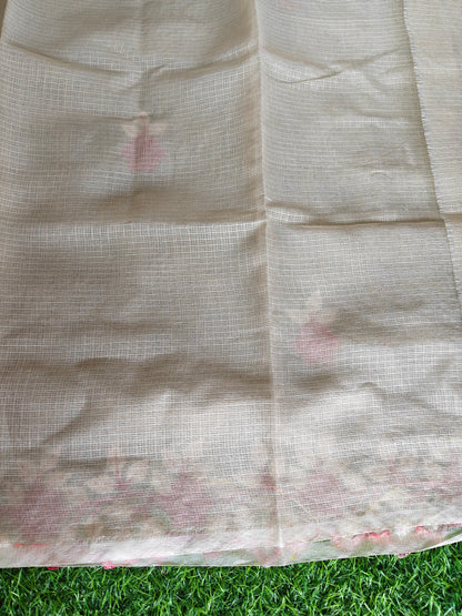 Kora cotton cream colour thread embroidered