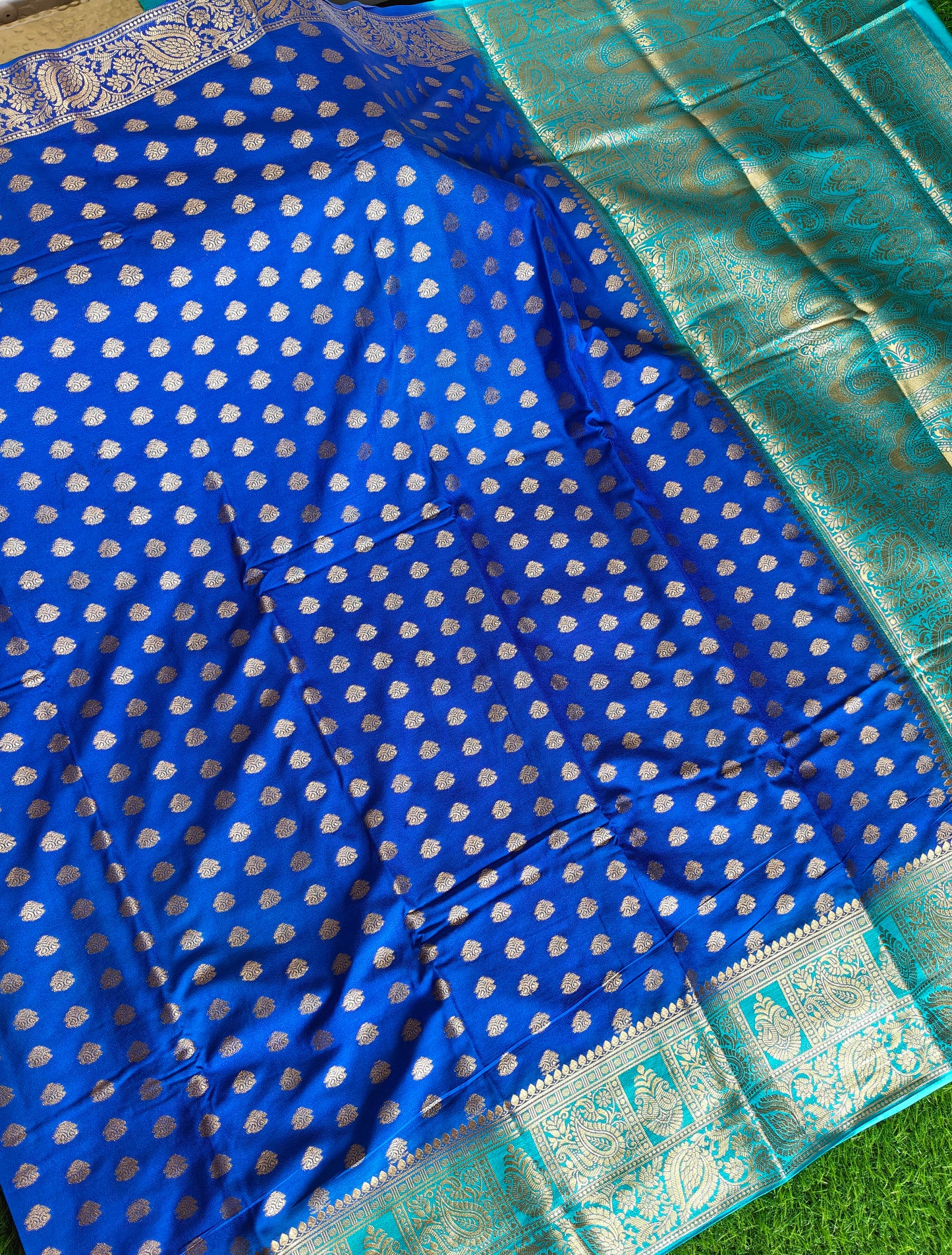 Royal blue Banarsi crepe Silk Saree