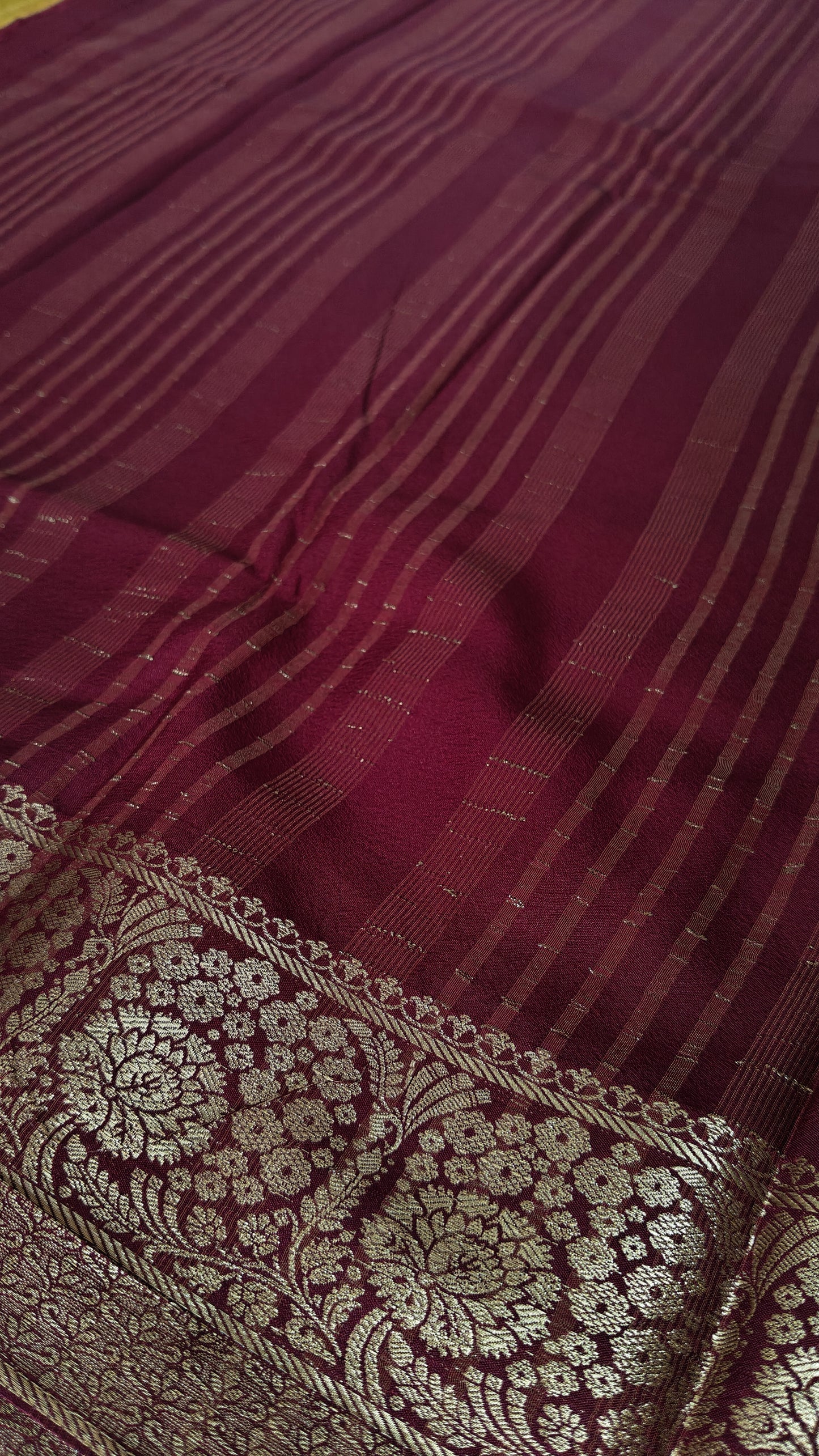 Yellow semi crepe Silk Saree (Copy)