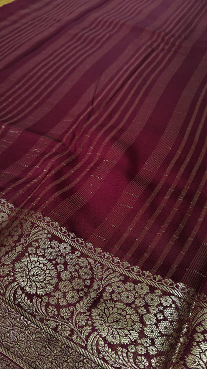 Yellow semi crepe Silk Saree (Copy)
