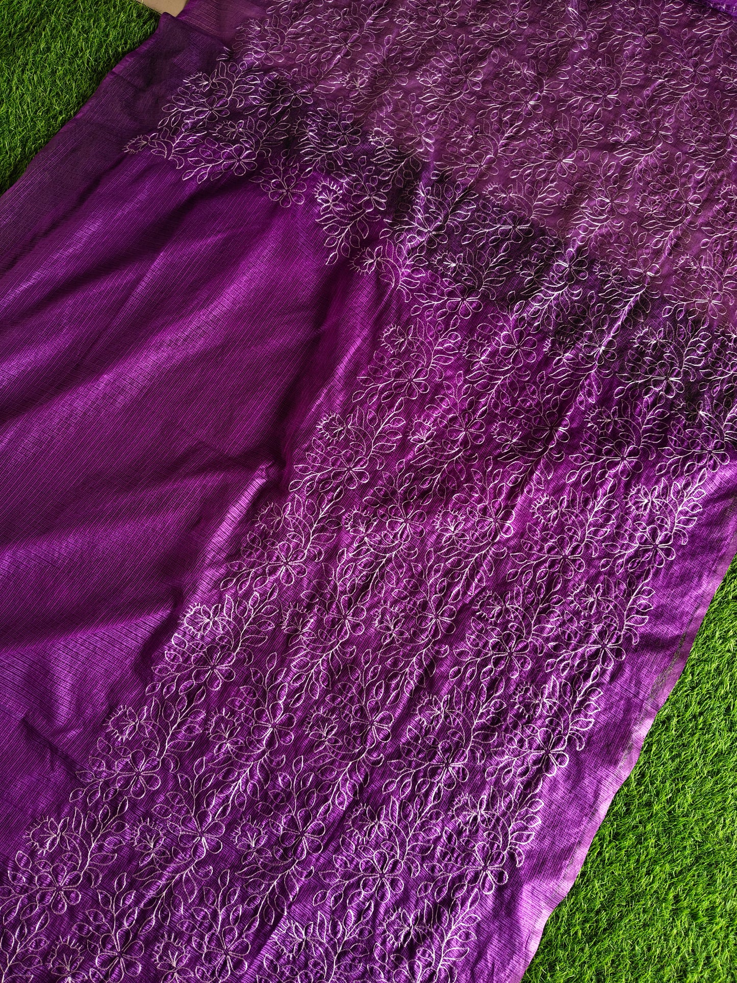 Purple Kota cotton silk thread embroidered s