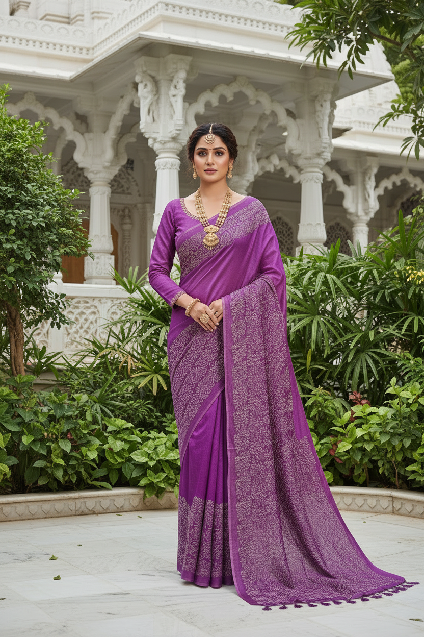 Purple Kota cotton silk thread embroidered s