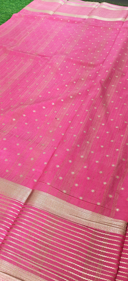 Green Semi Crepe Silk Saree with Contrast Border